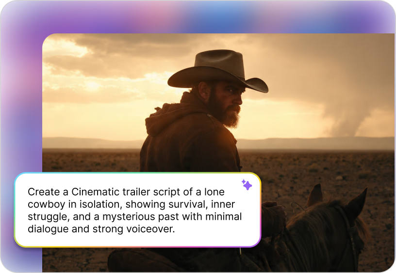 Skip the complexity of traditional editing. With Steve AI’s online movie maker, you can create movies directly in your browser. Type a script, add background music, and the AI handles transitions, timing, and effects automatically.